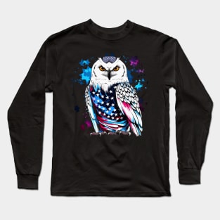 Patriotic Snowy Owl Long Sleeve T-Shirt